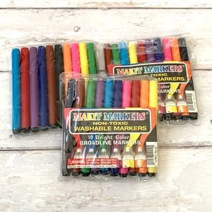 MakeIt Non Toxic Washable Markers Kids Crafts Coloring 30 Count (3 Packs of 10)